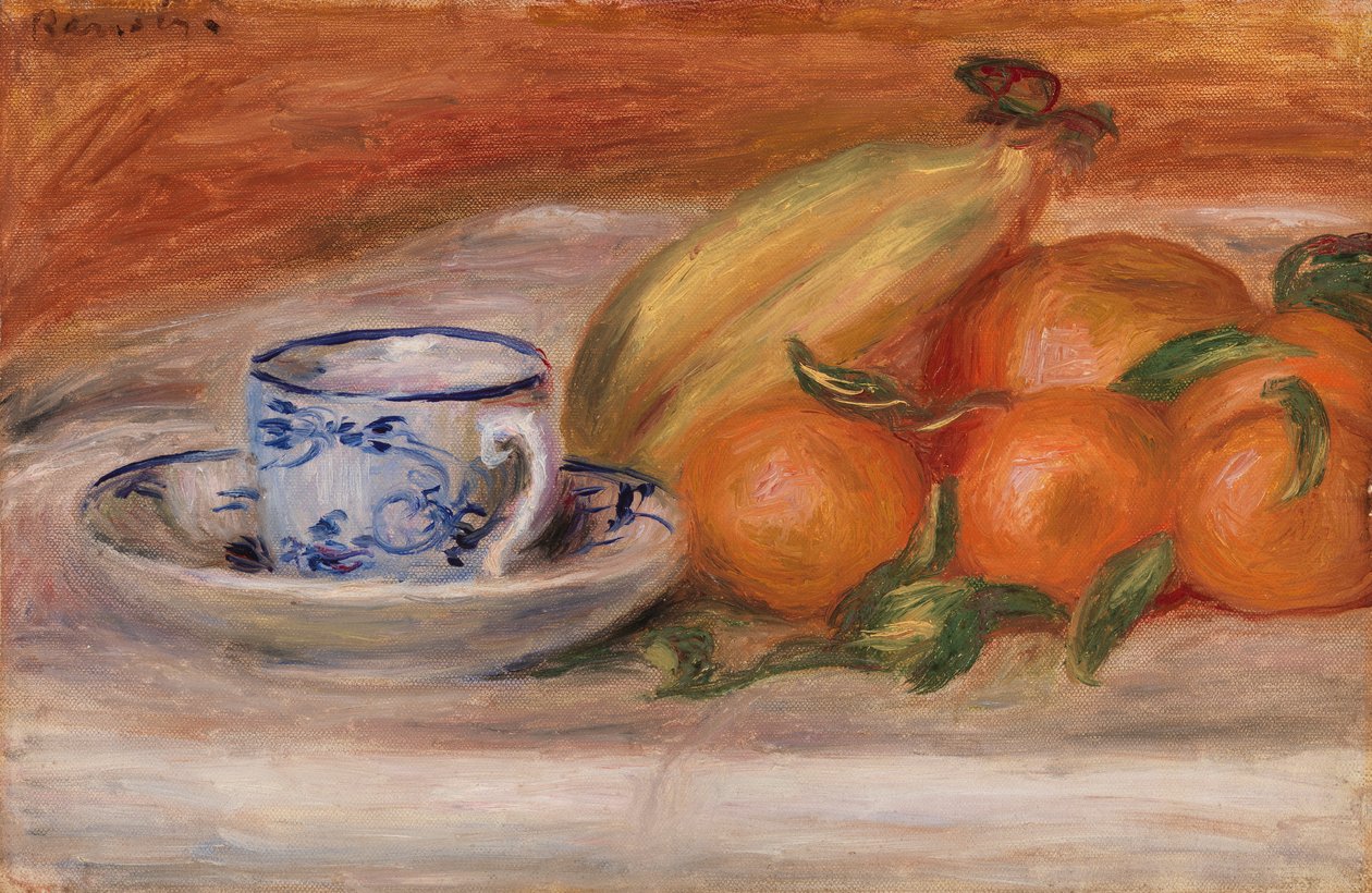 Pomeranče, banány a šálek od Pierre-Auguste Renoir