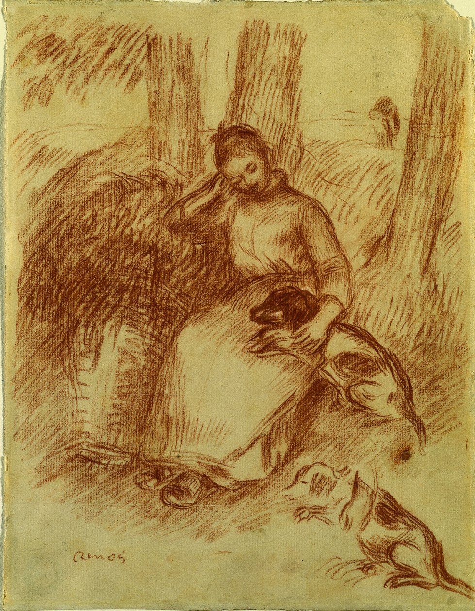 Selská dívka se psem od Pierre-Auguste Renoir
