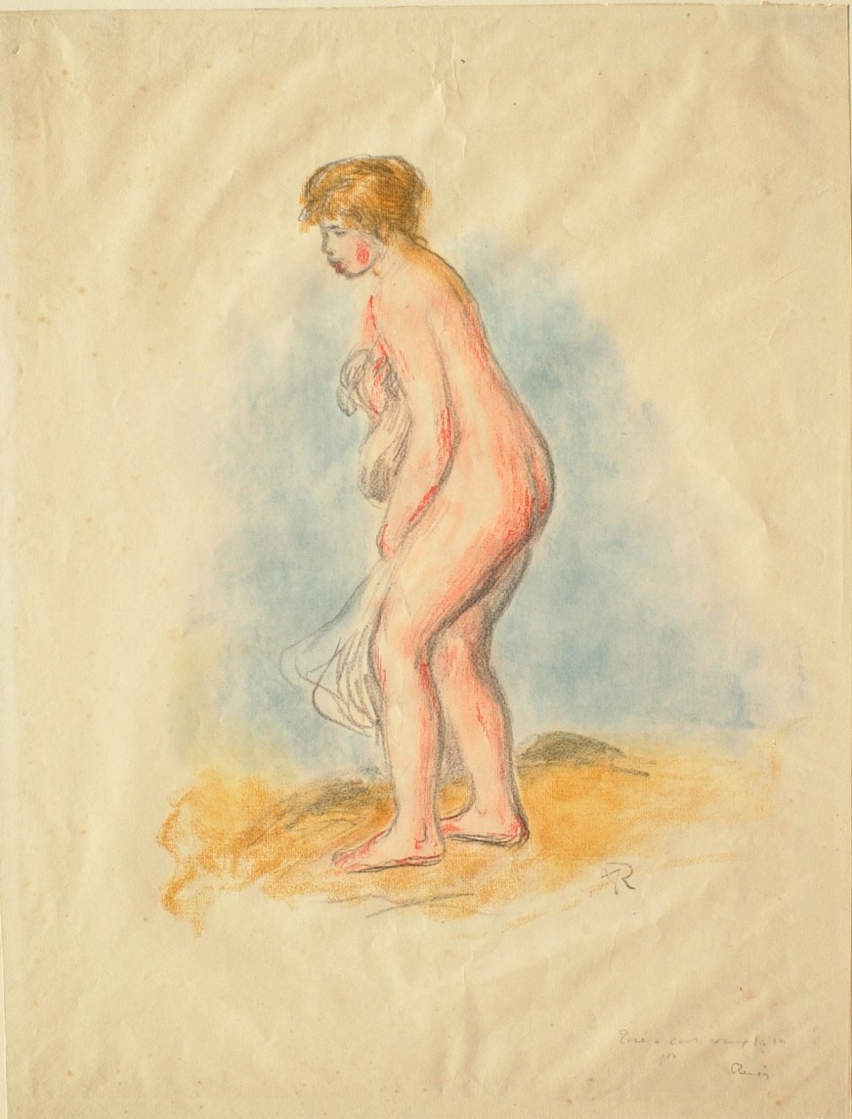 Stehende weibliche Badende od Pierre-Auguste Renoir
