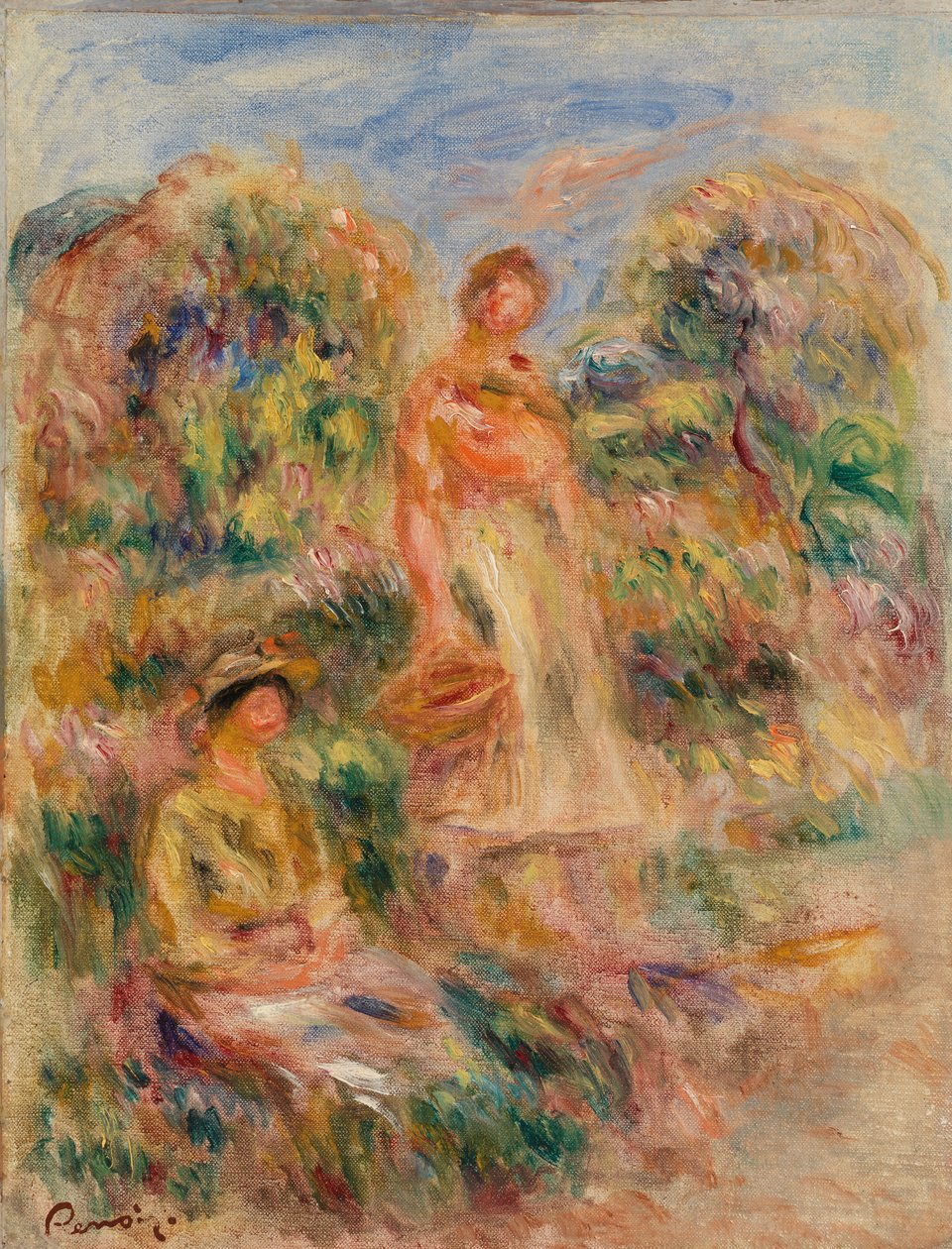 Stojící žena a sedící žena v krajině od Pierre-Auguste Renoir