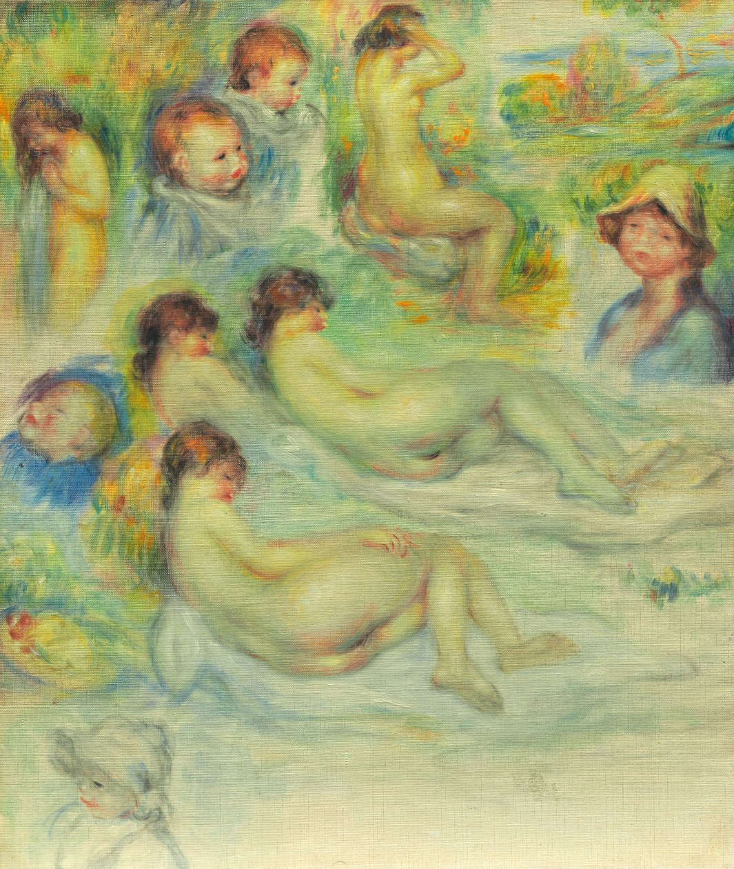 Studie Pierra Renoira; Jeho matka, Aline Charigot; Akty; a Krajina od Pierre-Auguste Renoir