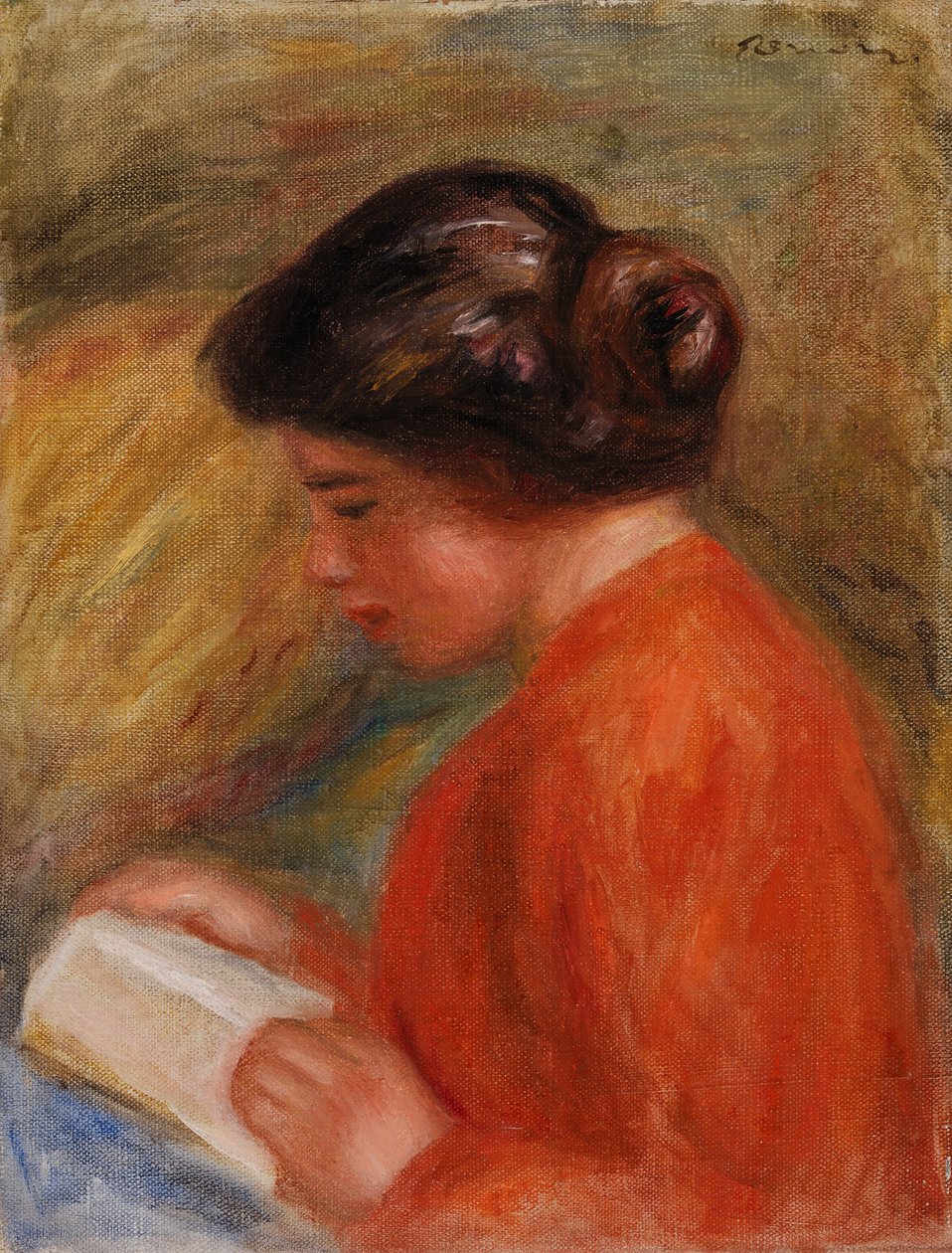 Mladá žena při čtení (Jeune femme lisant, buste) od Pierre-Auguste Renoir