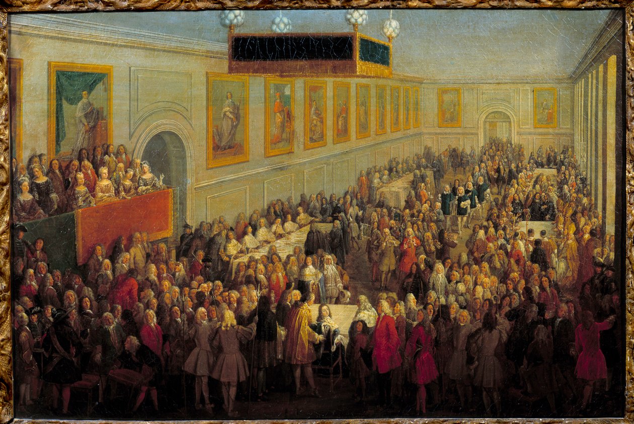 Svátek posvátného Ludvíka XV. v Arcibiskupském paláci v Remeši 25. října od Pierre Denis Martin