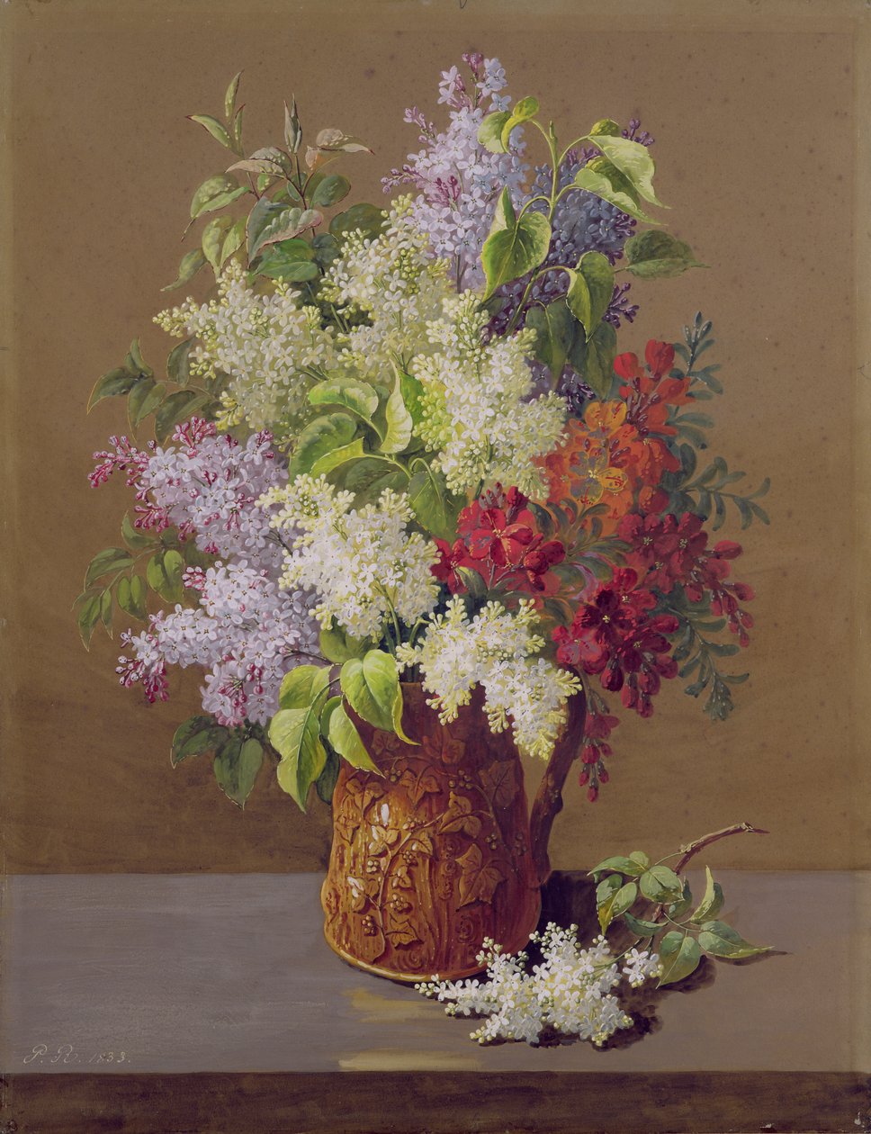 Váza šeříků od Pierre Joseph Redouté