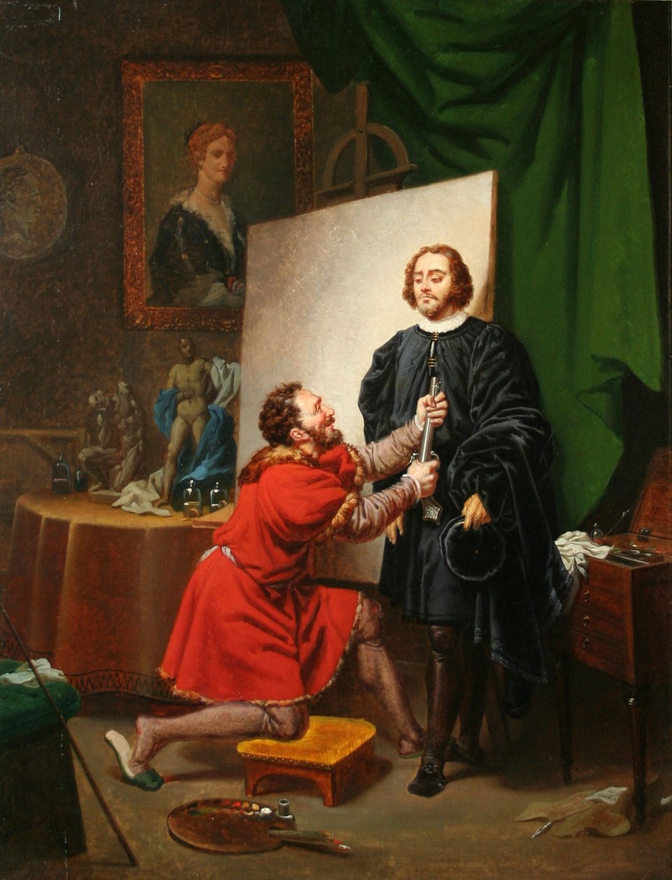 Aretino v ateliéru Tintoretta, kolem roku 1822 (olej na plátně) od Pierre Nolasque Bergeret