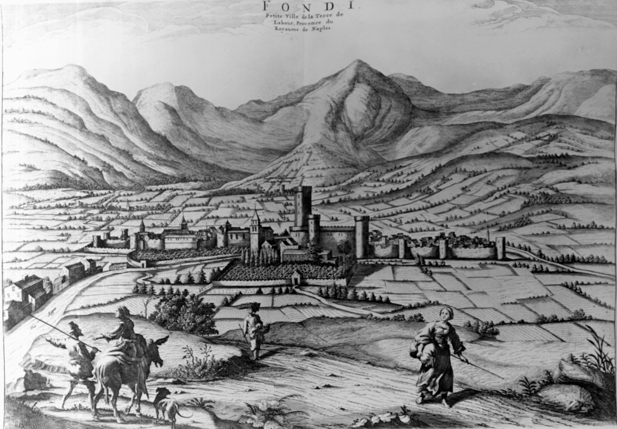 Město Fondi, rytina Pietera Mortiera (1661-1711) z Nového divadla Itálie od Pierre (1661 1711) Mortier