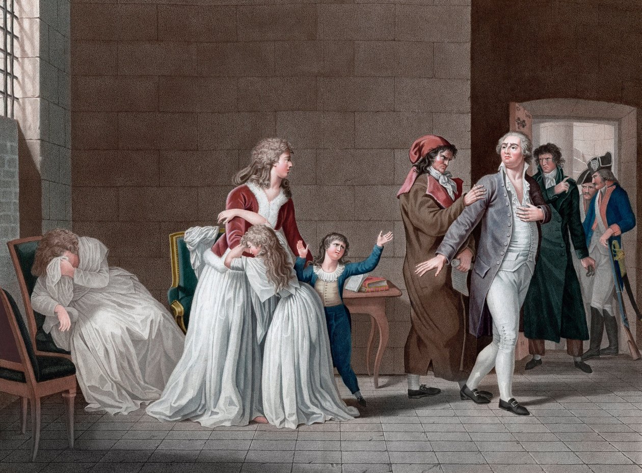 Odloučení francouzského krále Ludvíka XVI. (1754-1793, od jeho rodiny). Paříž, chrámové vězení, 20. ledna od Pierre (after) Bouillon