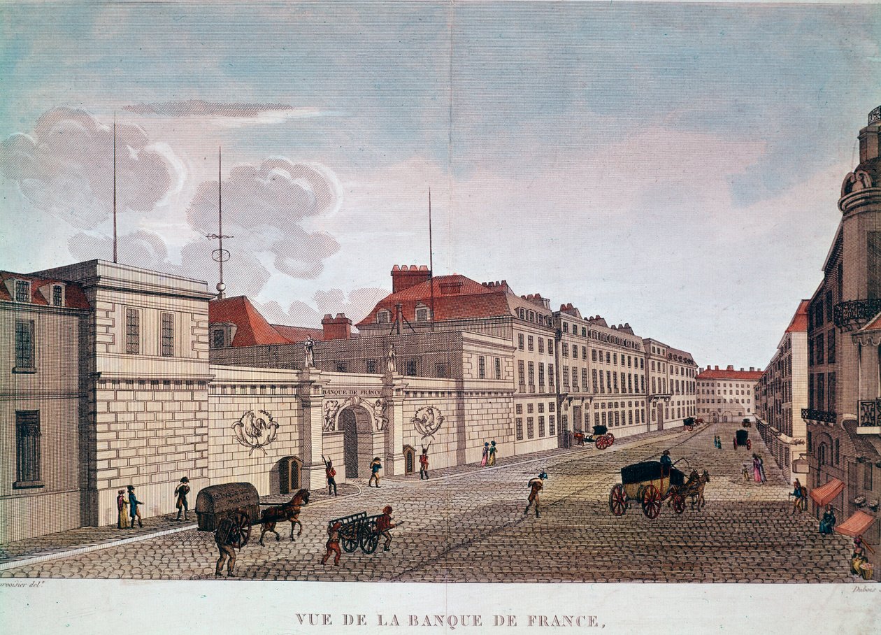 Bank of France z Rue Croix-Petits-Champs v Paříži (rytina od Pierre (after) Courvoisier