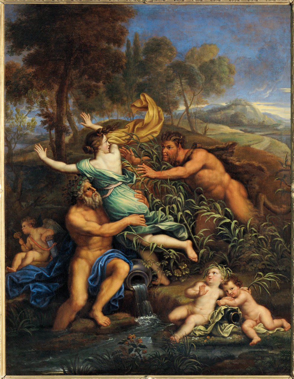 Pan a Syrinx, před rokem 1690 ... od Pierre (follower of) Mignard
