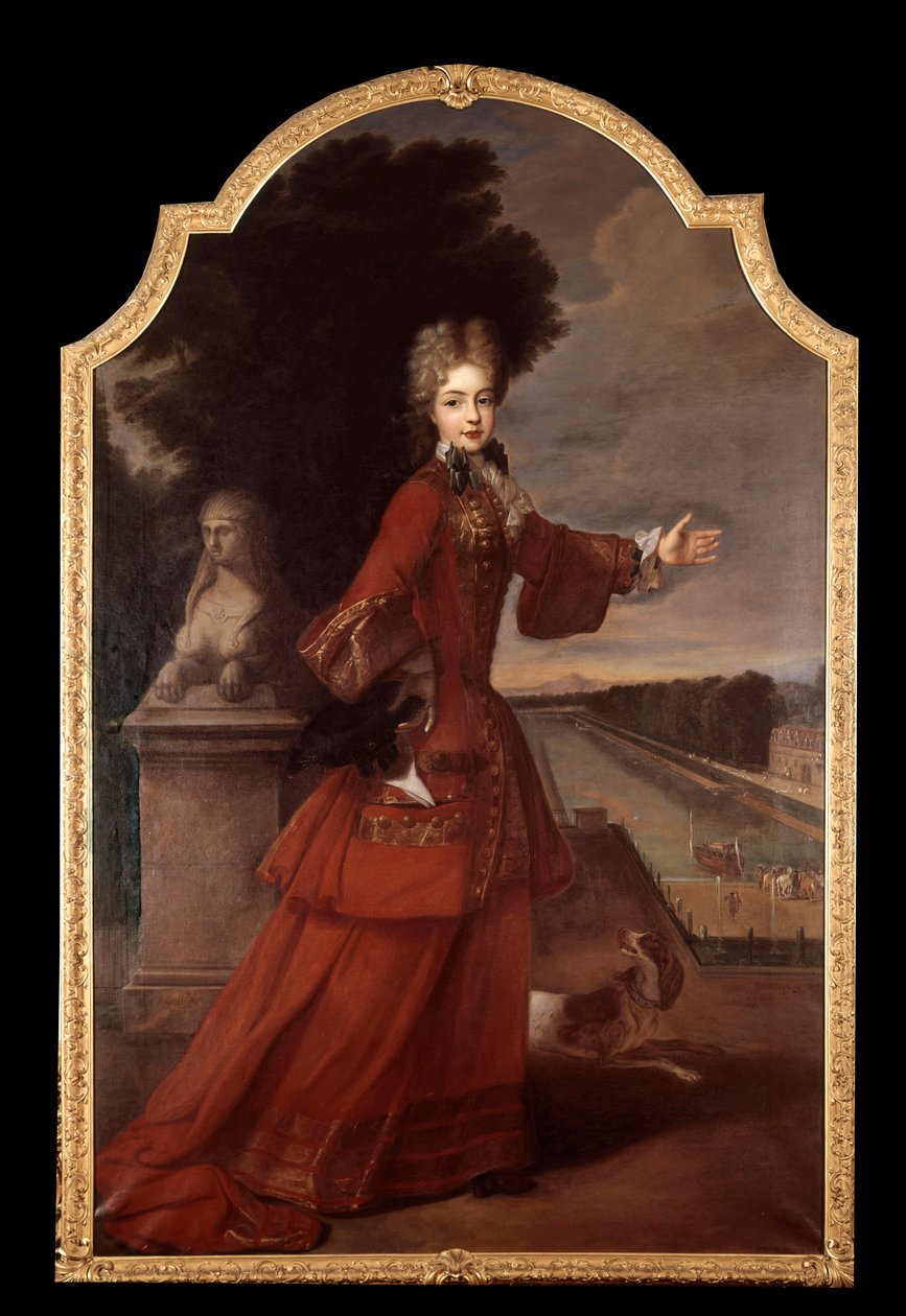 Portrét en pied de Marie Adelaide de Savoie, vévodkyně z Burgundska na zámku Fontainebleau (1685-1712) Dauphine de France. Obraz z dílny Pierra Goberta (1662-1744) od Pierre (studio of) Gobert