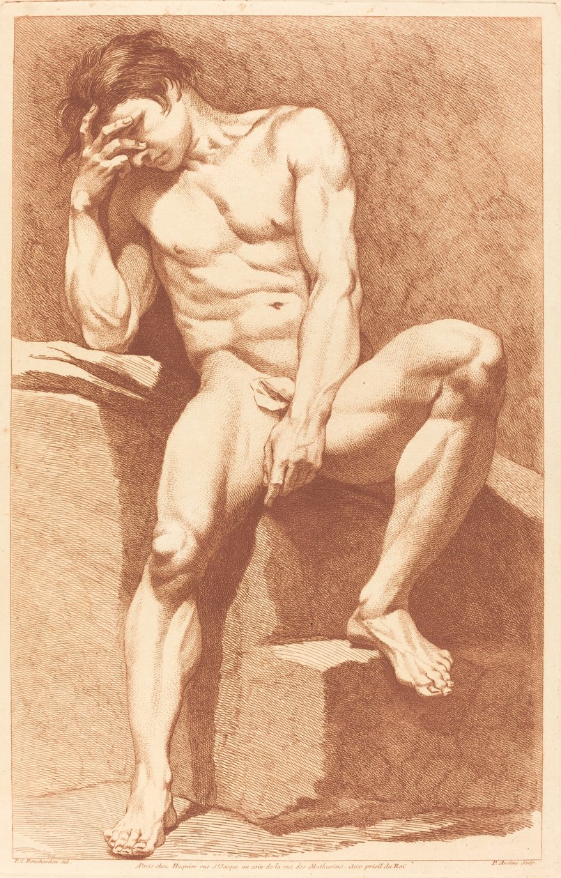Akademie od Pierre Alexandre Aveline after Edme Bouchardon