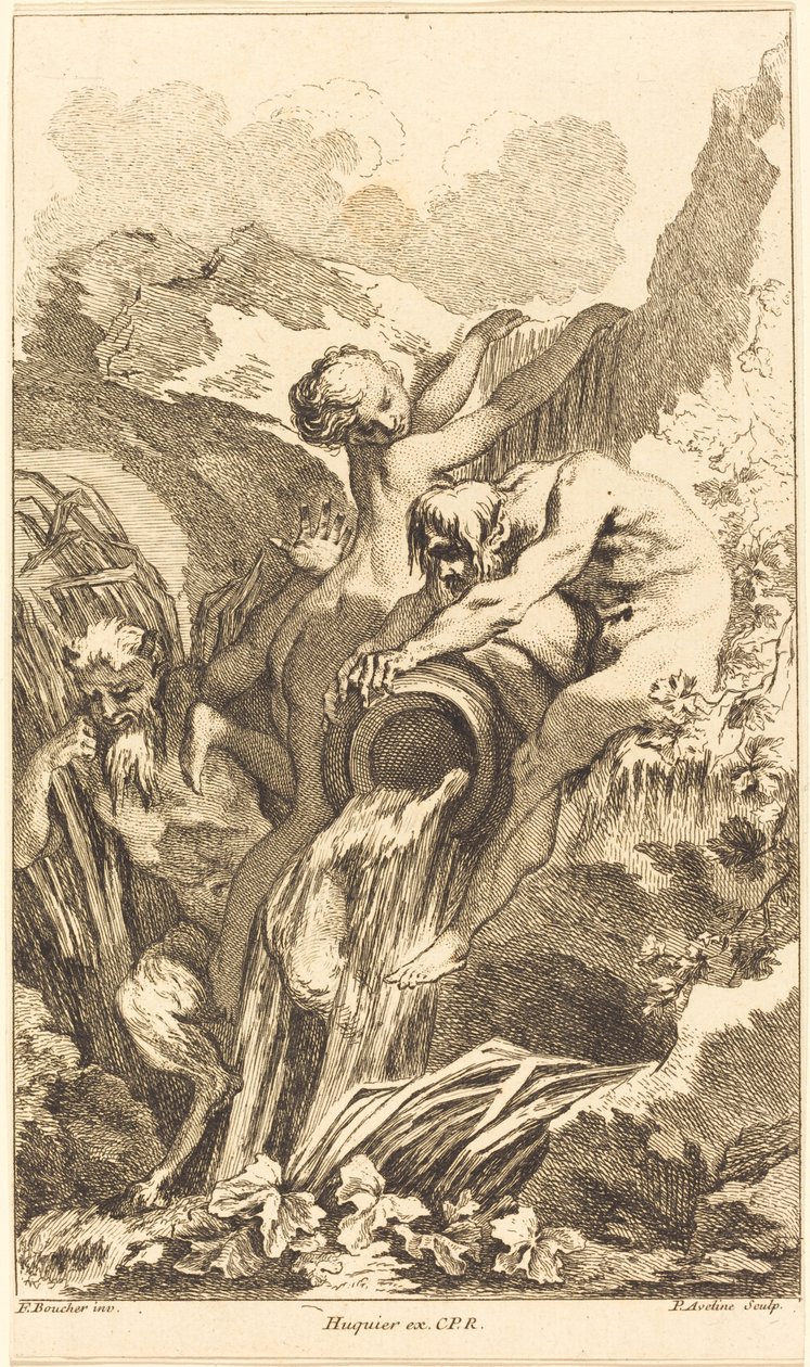 Satyr, Nymph a River God od Pierre Alexandre Aveline after François Boucher