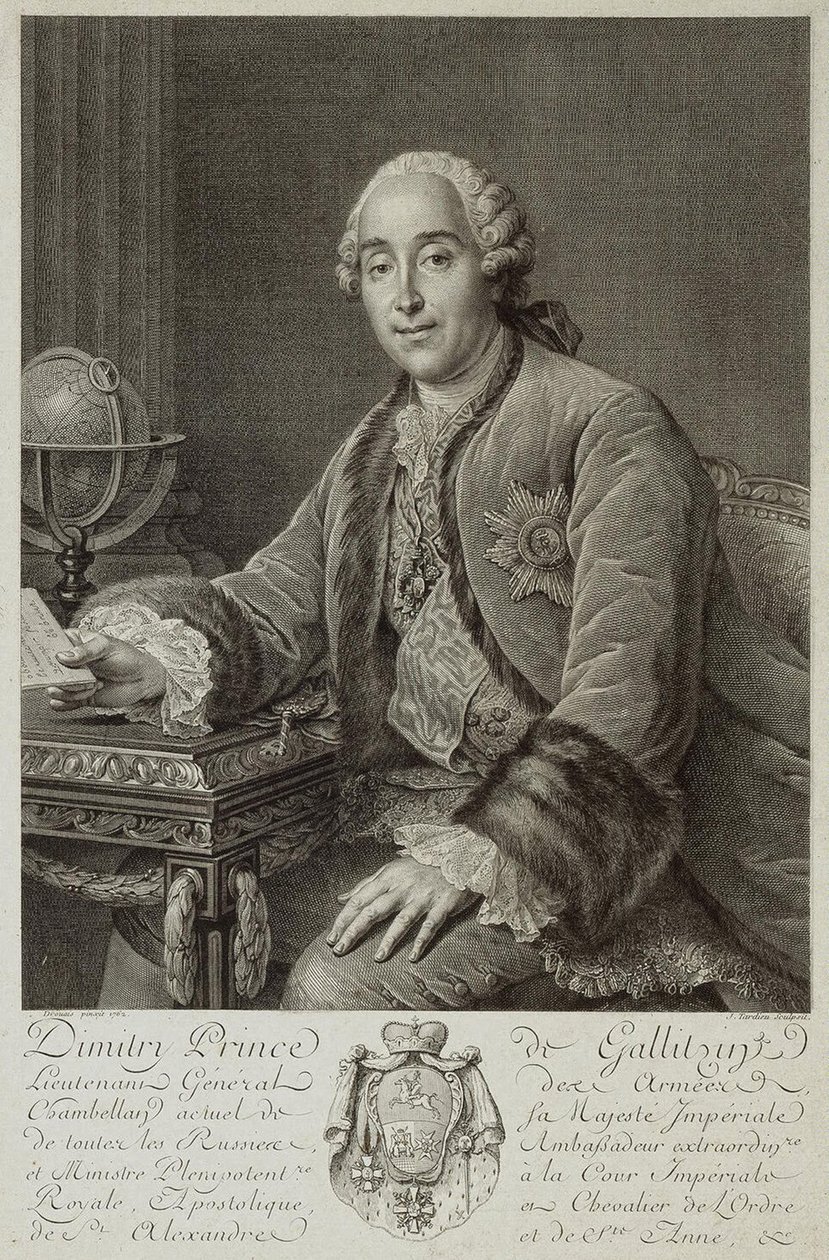 Portrét prince Dmitrije Michajloviče Golitsyna 1721-1793, 1762 od Pierre Alexandre Tardieu