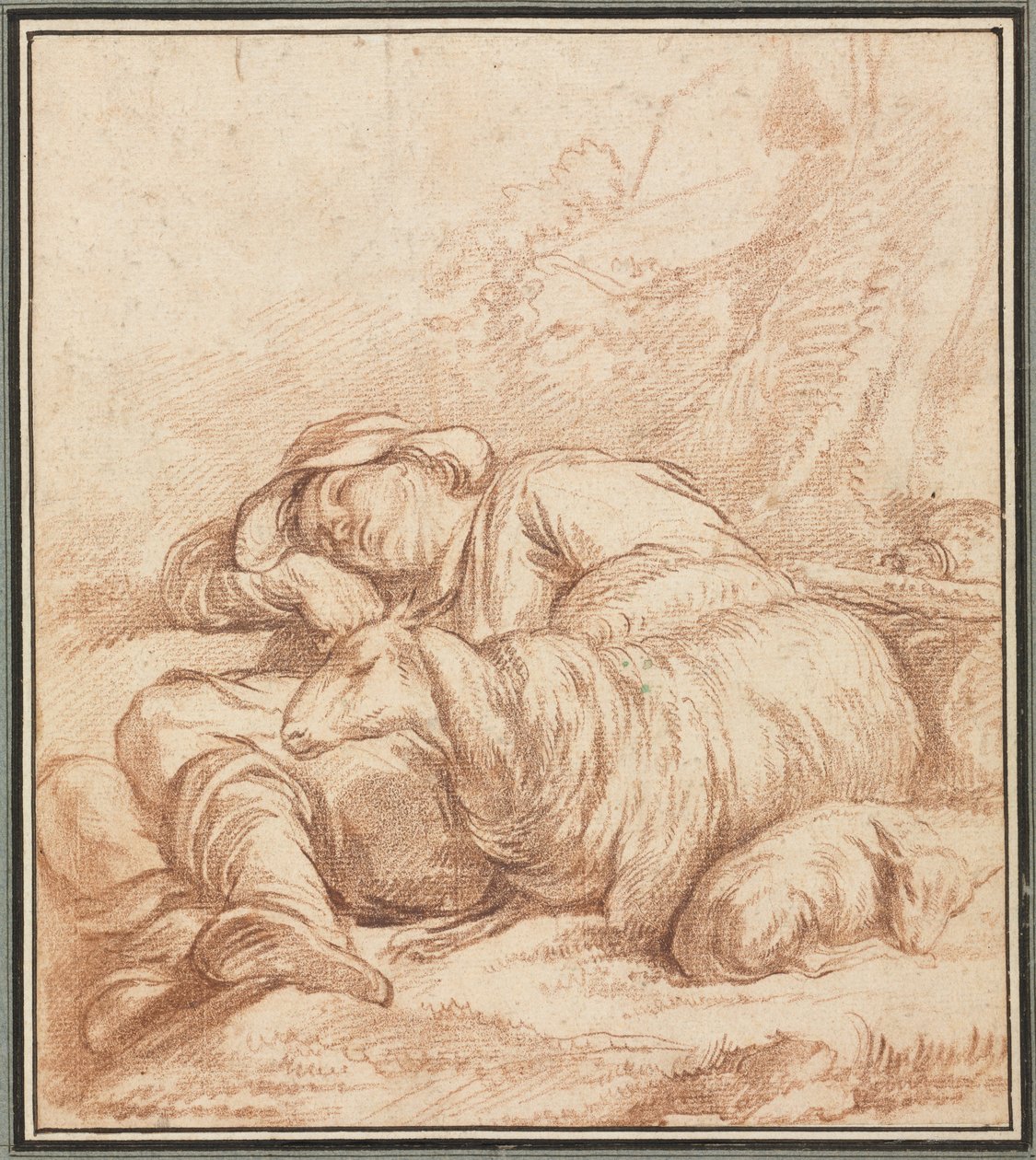 Spící ovčák, 1700-1800. od Pierre Alexandre Wille