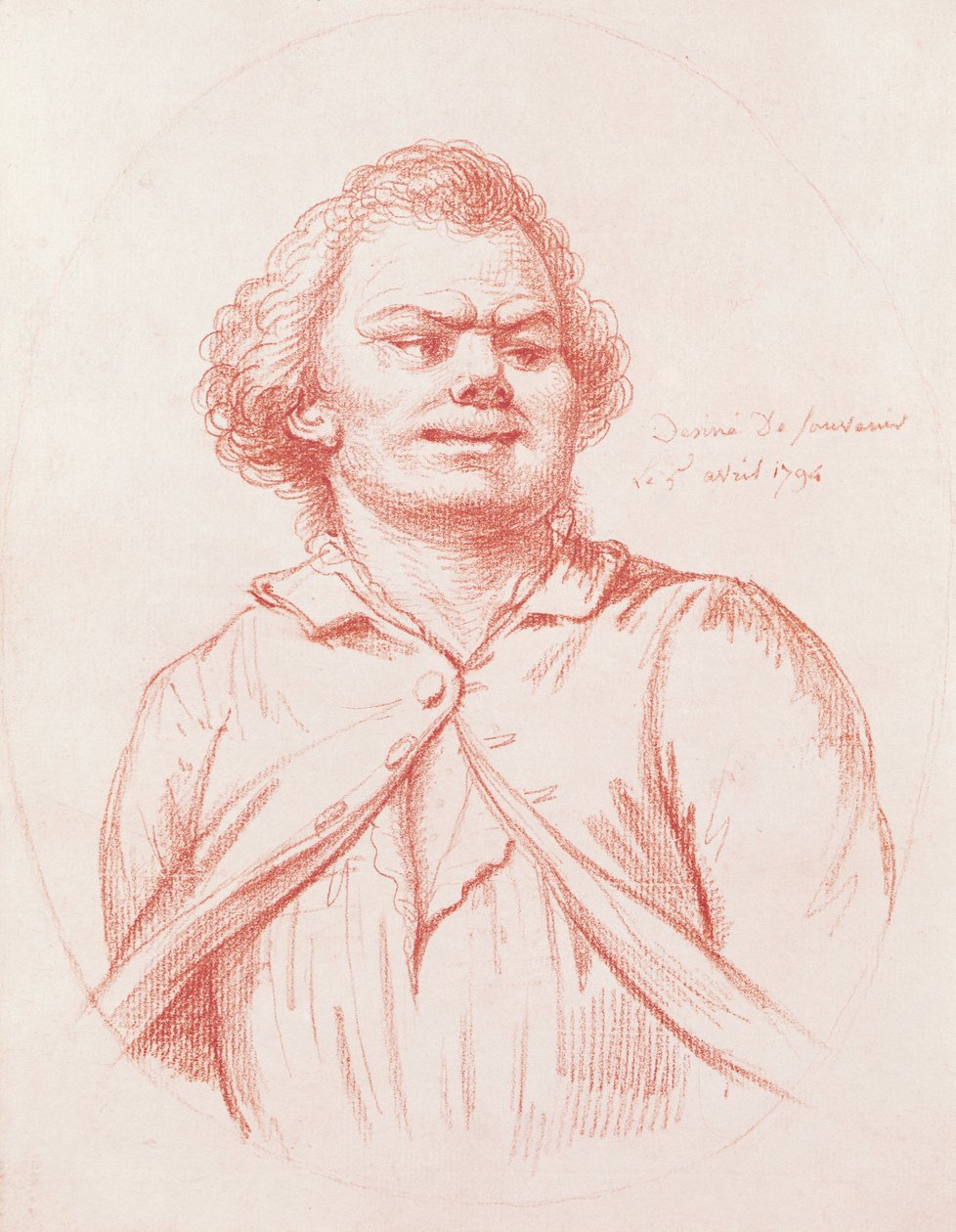 Danton vedený na popravu, 1794 (červená křída na papíře) od Pierre Alexandre Wille