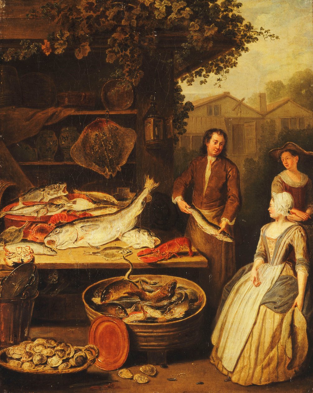 Obchodník s rybami zobrazující štiku služce, 1727 od Pierre Angelis or Angillis