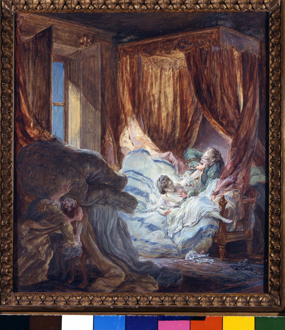 Nevěsta slídí. Obraz Pierra Antoina Baudouina (1723-1769). Paříž, Muzeum dekorativních umění od Pierre Antoine Baudouin