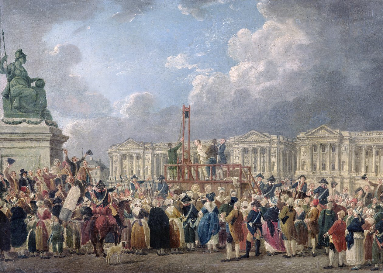 Poprava, Place de la Revolution, mezi srpnem 1793 a červnem 1794 od Pierre Antoine Demachy