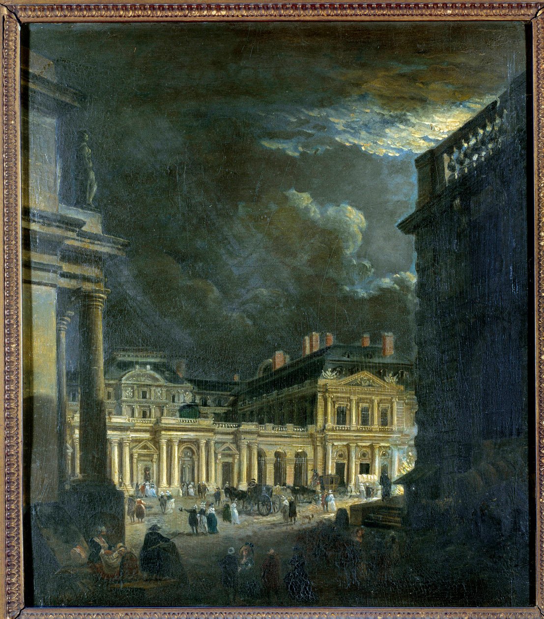 La Place du Palais Royal v Paříži za měsíčního svitu Obraz Pierra Demachy (1723-1807) Slunce z 18. století. 0,39x0,34 m Paříž, Musee Carnavalet od Pierre Antoine Demachy