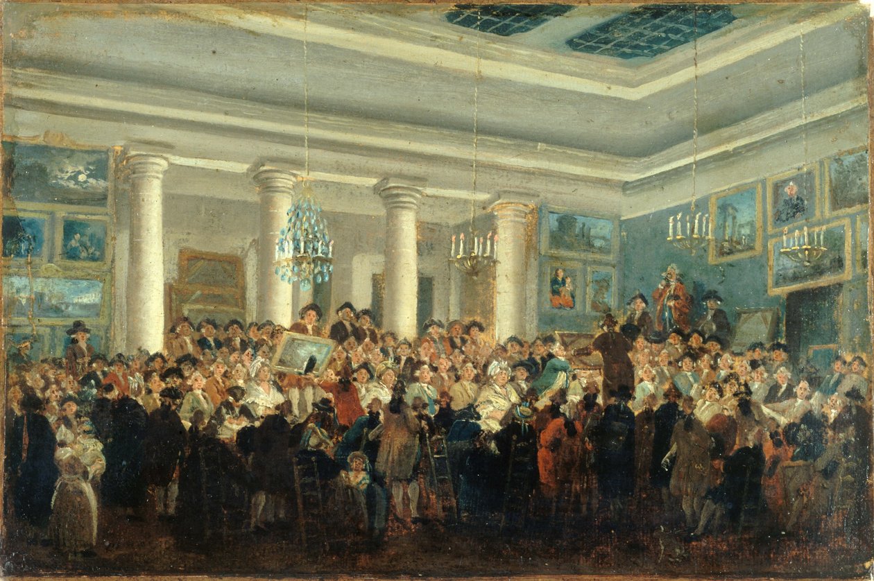 Veřejný prodej obrazů, kolem roku 1785 (olej na plátně) od Pierre Antoine Demachy