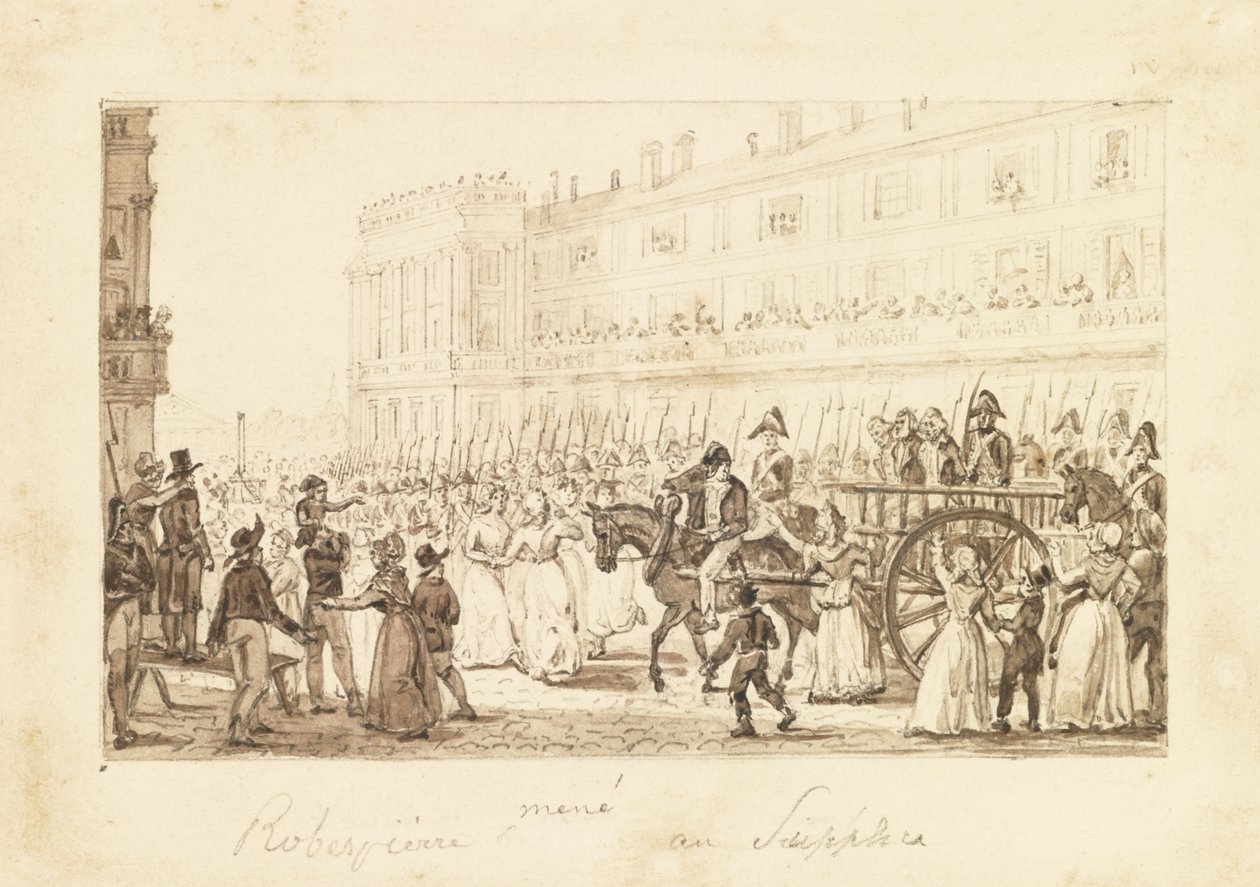 Robespierre a jeho komplicové byli vedeni k jejich popravě, 1794 od Pierre Antoine Demachy