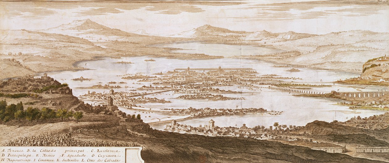 Město Mexiko, z „Voyages aux Regions Equinoxales du Nouveau Continent“ od Alexandra von Humboldta (1769-1859) 1810 od Pierre Antoine Marchais