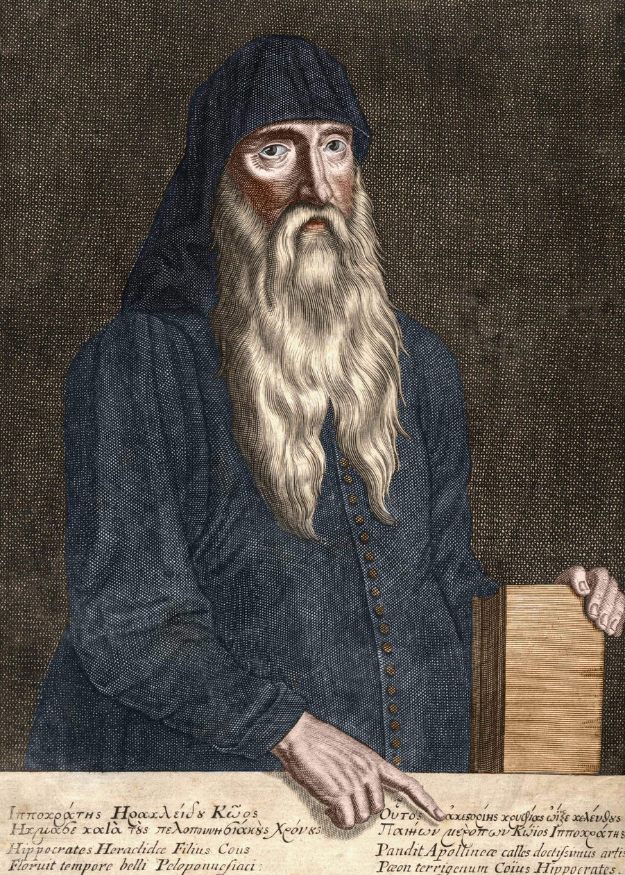 Hippokrates z Kosu - Hippokrates (řecky Hippokrates) Řecká medicína (460 až 380 př. n. l.). rytina Pierra Aubryho (1610 - 1686). od Pierre Aubry