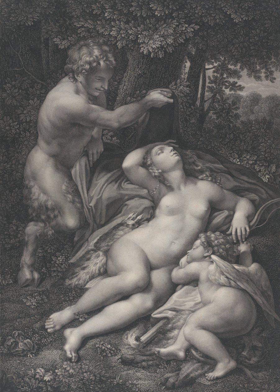 Satyr objevující spící Venuši s Amorem ležícím po jejím boku, 1801. od Pierre Audouin