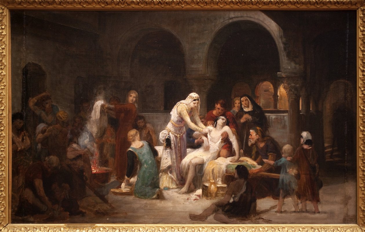 Svatá Alžběta Uherská (1207-1231) pečující o nemocné. Obraz Pierra Auguste Cota (1837-1883), olej na plátně od Pierre Auguste Cot