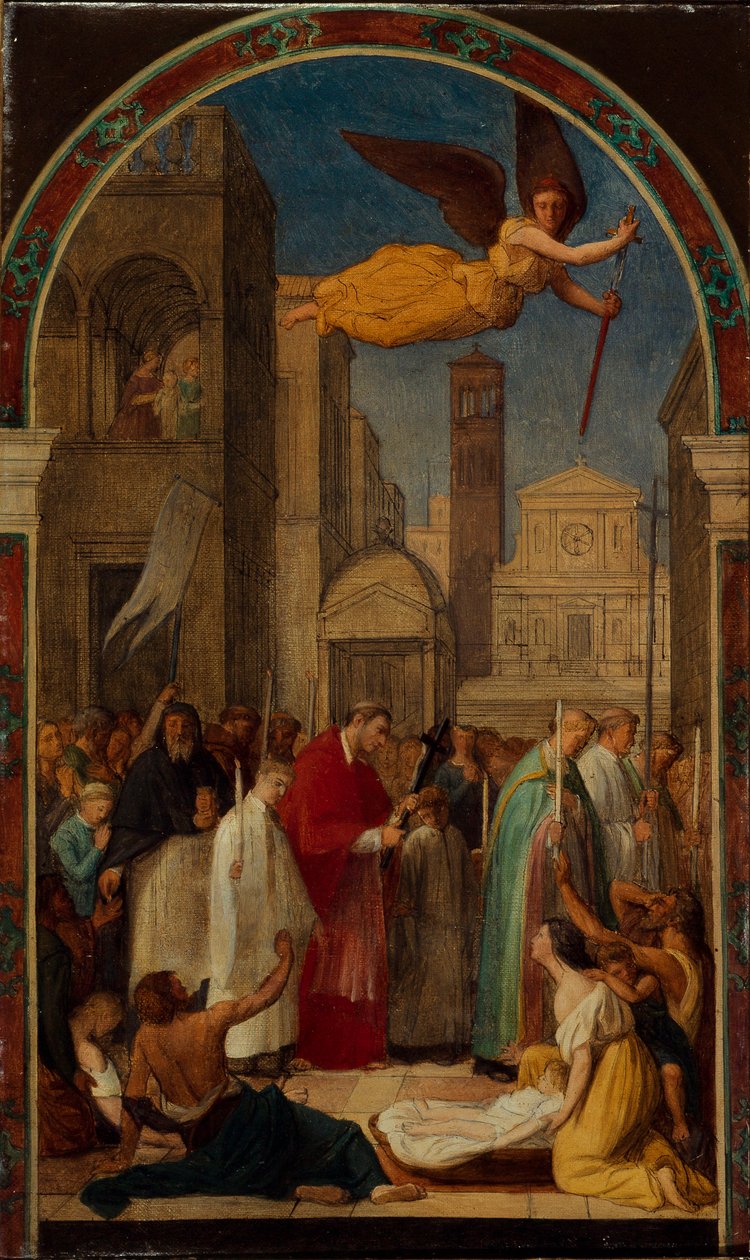 Procesí svatého Karla Boromejského během moru v Miláně, 1861. od Pierre Auguste Pichon