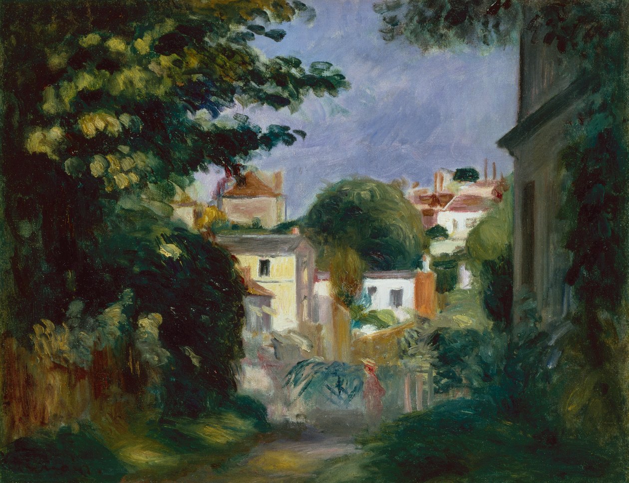 Dům a člověk mezi stromy (olej na plátně) od Pierre Auguste Renoir