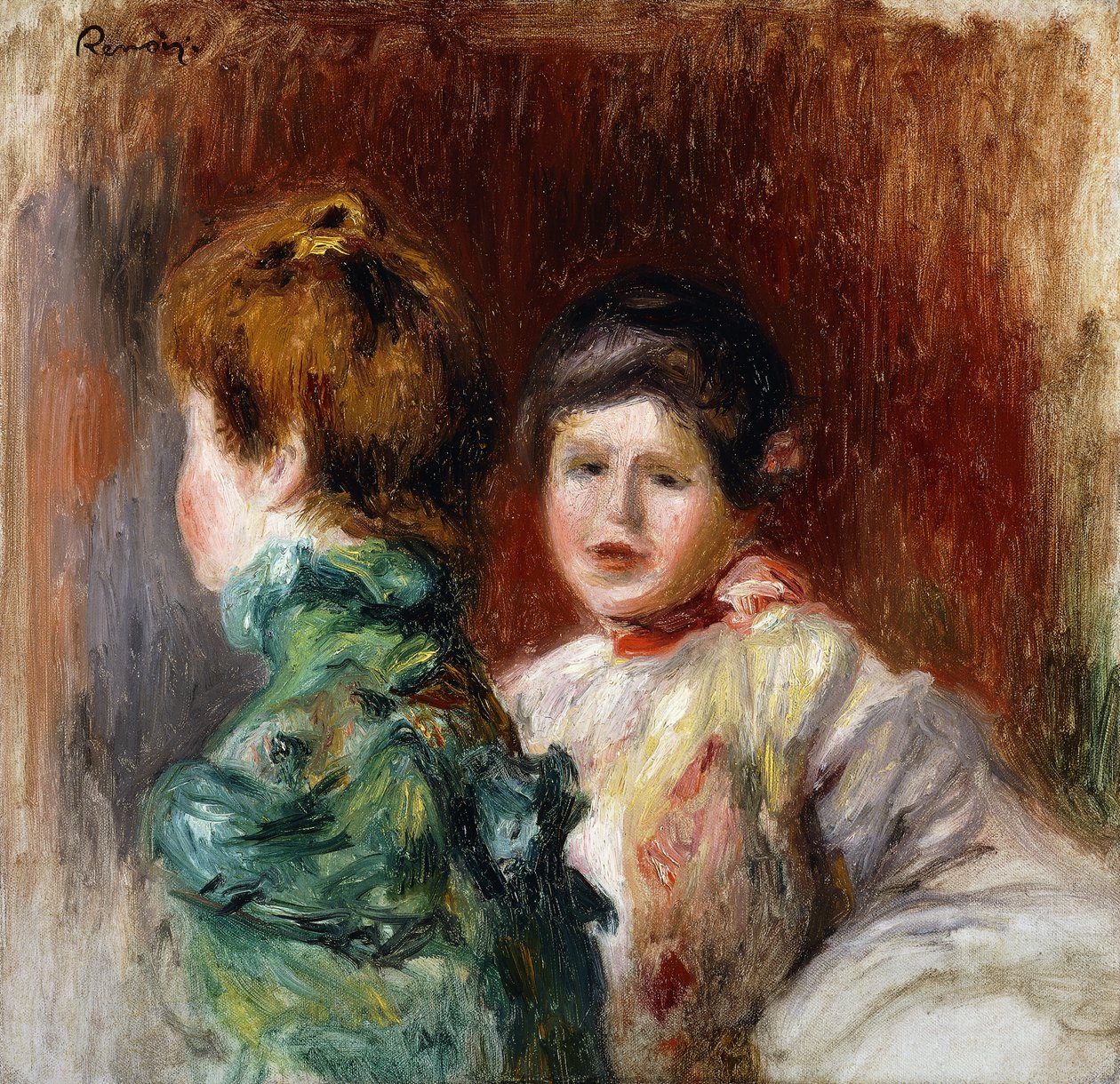 Náčrt hlav dvou žen; Skica, dvě ženské hlavy, 1895 od Pierre Auguste Renoir