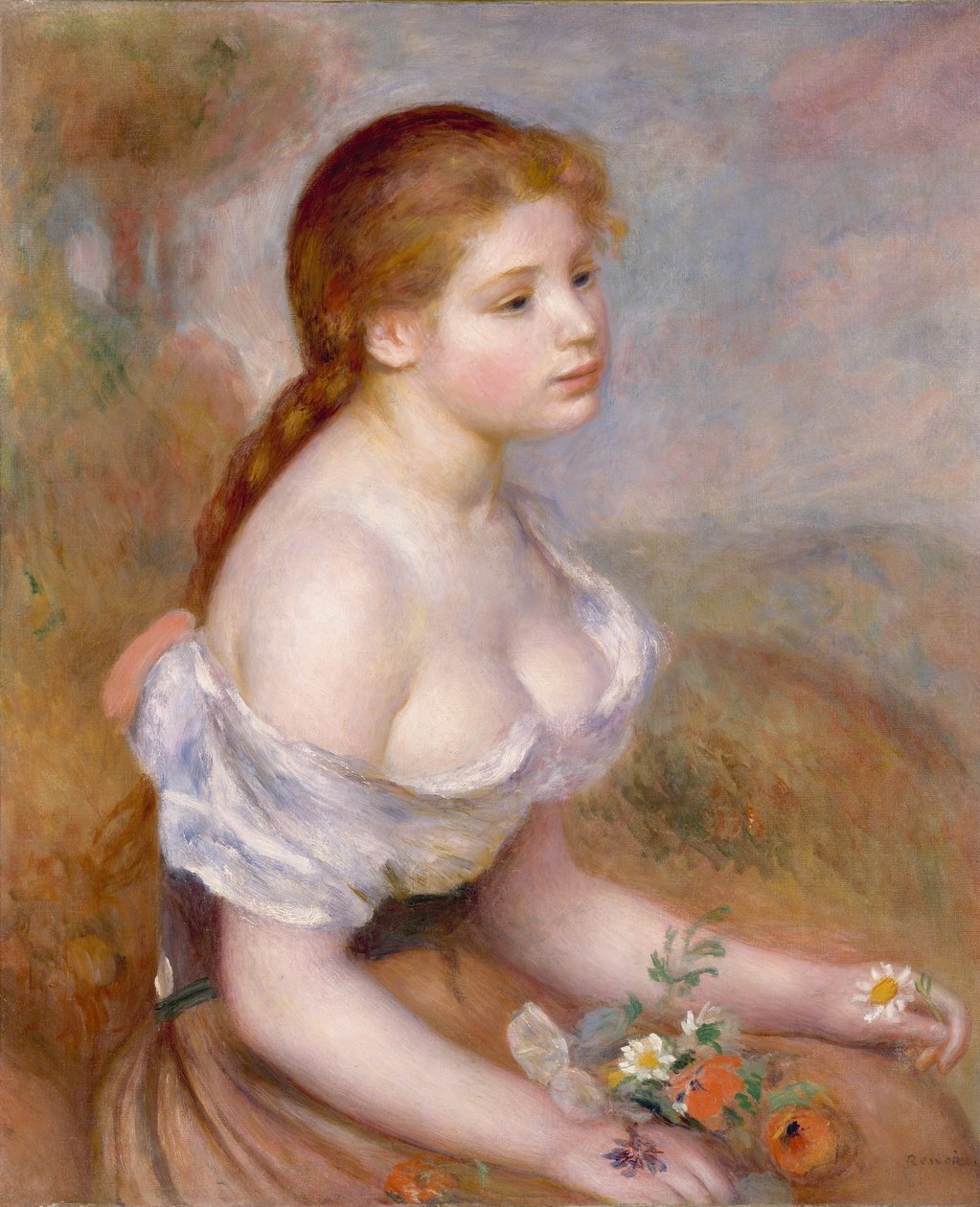 Mladá dívka s sedmikrásky od Pierre Auguste Renoir