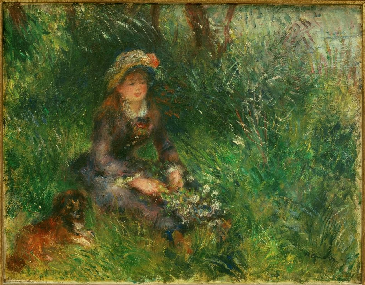 Aline Charigot se psem od Pierre Auguste Renoir
