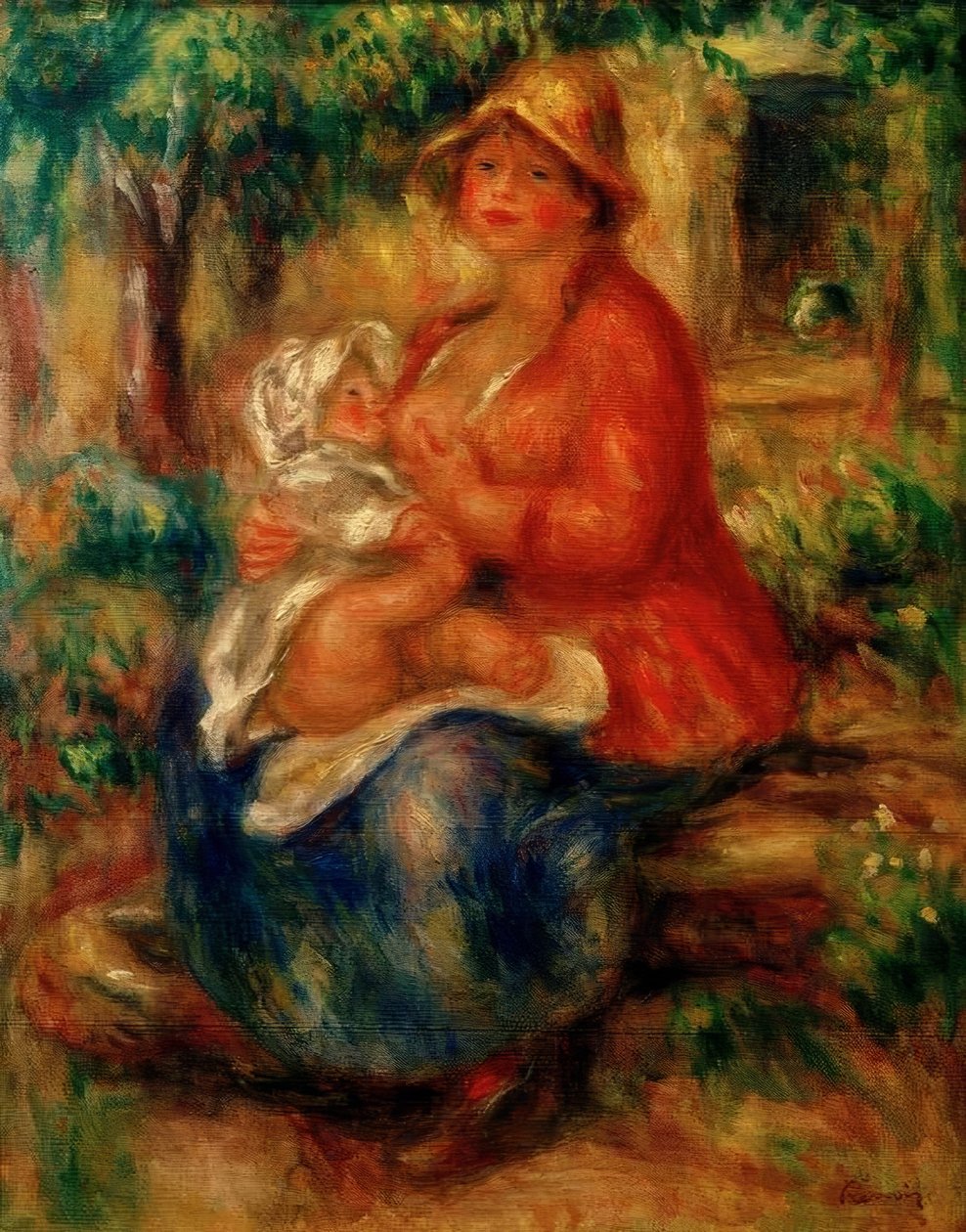 Aline Renoirová kojí svého syna od Pierre Auguste Renoir