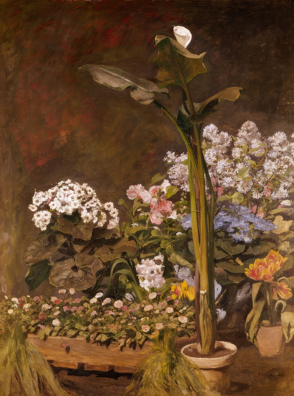 Arum a skleníkové rostliny od Pierre Auguste Renoir