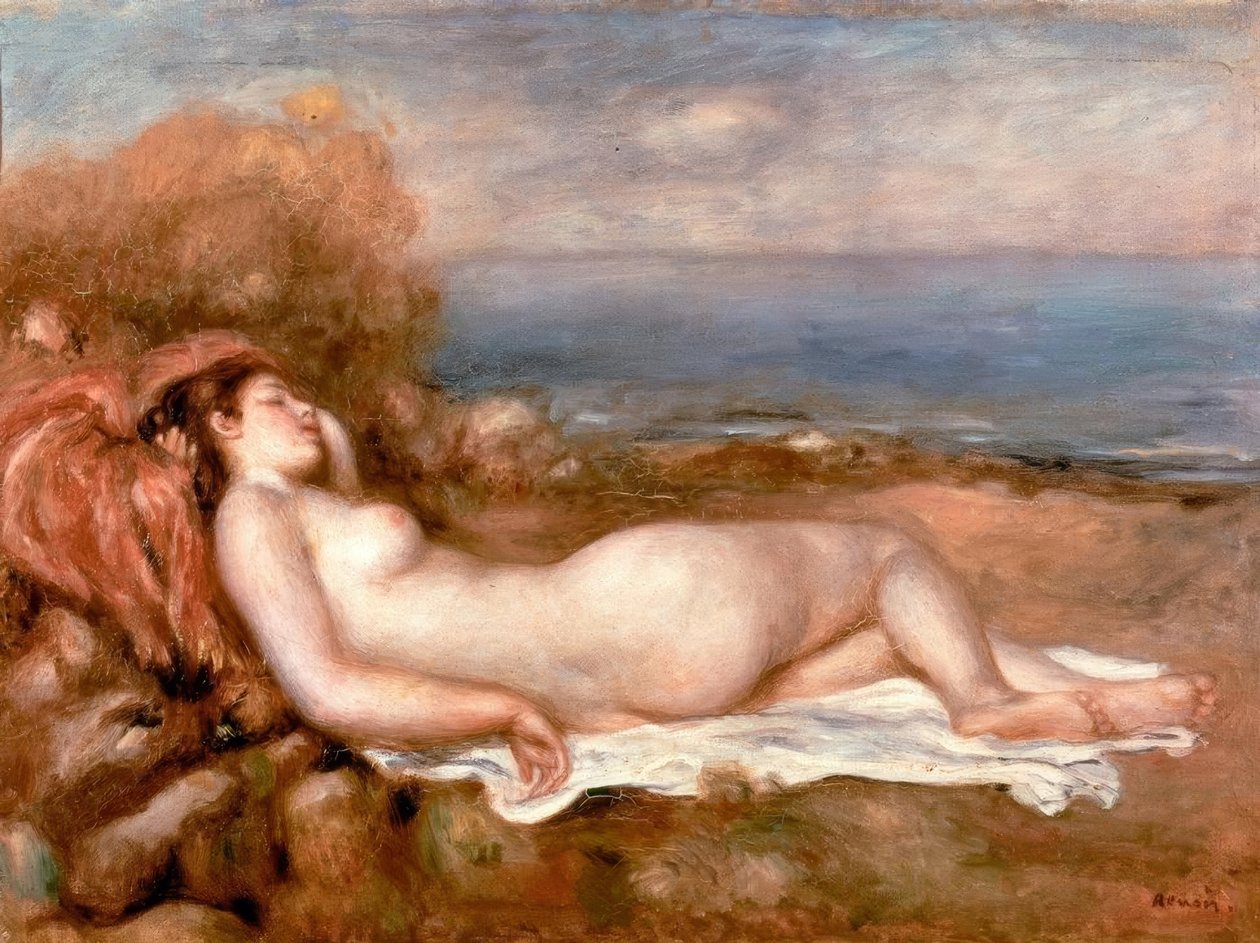 Bather ležící u moře od Pierre Auguste Renoir