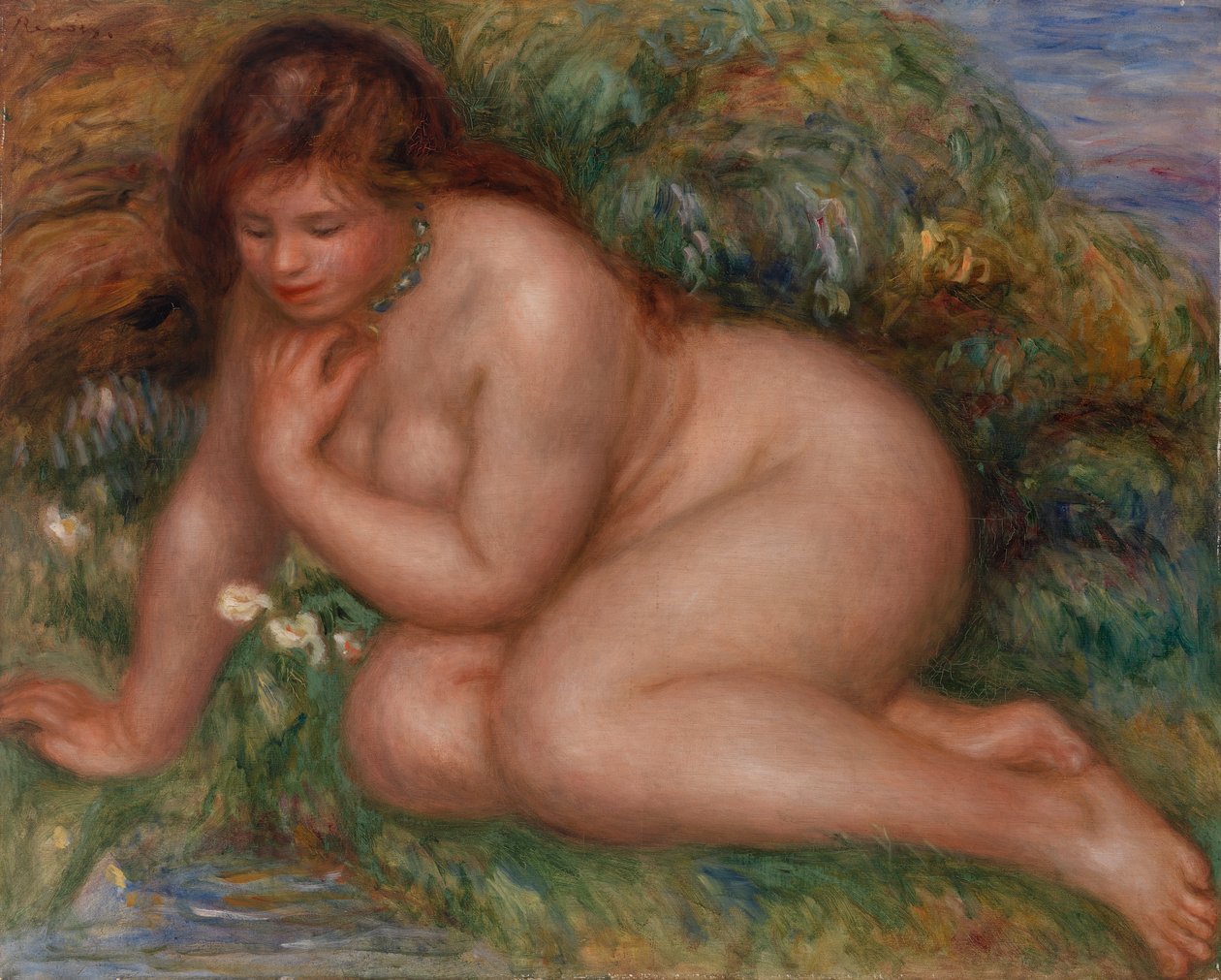 Lapač hledící na sebe ve vodě od Pierre Auguste Renoir