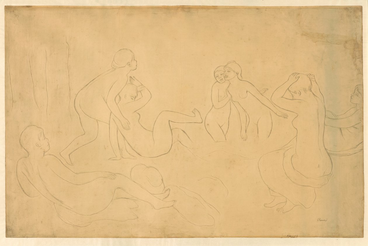 Koupání v lese od Pierre Auguste Renoir
