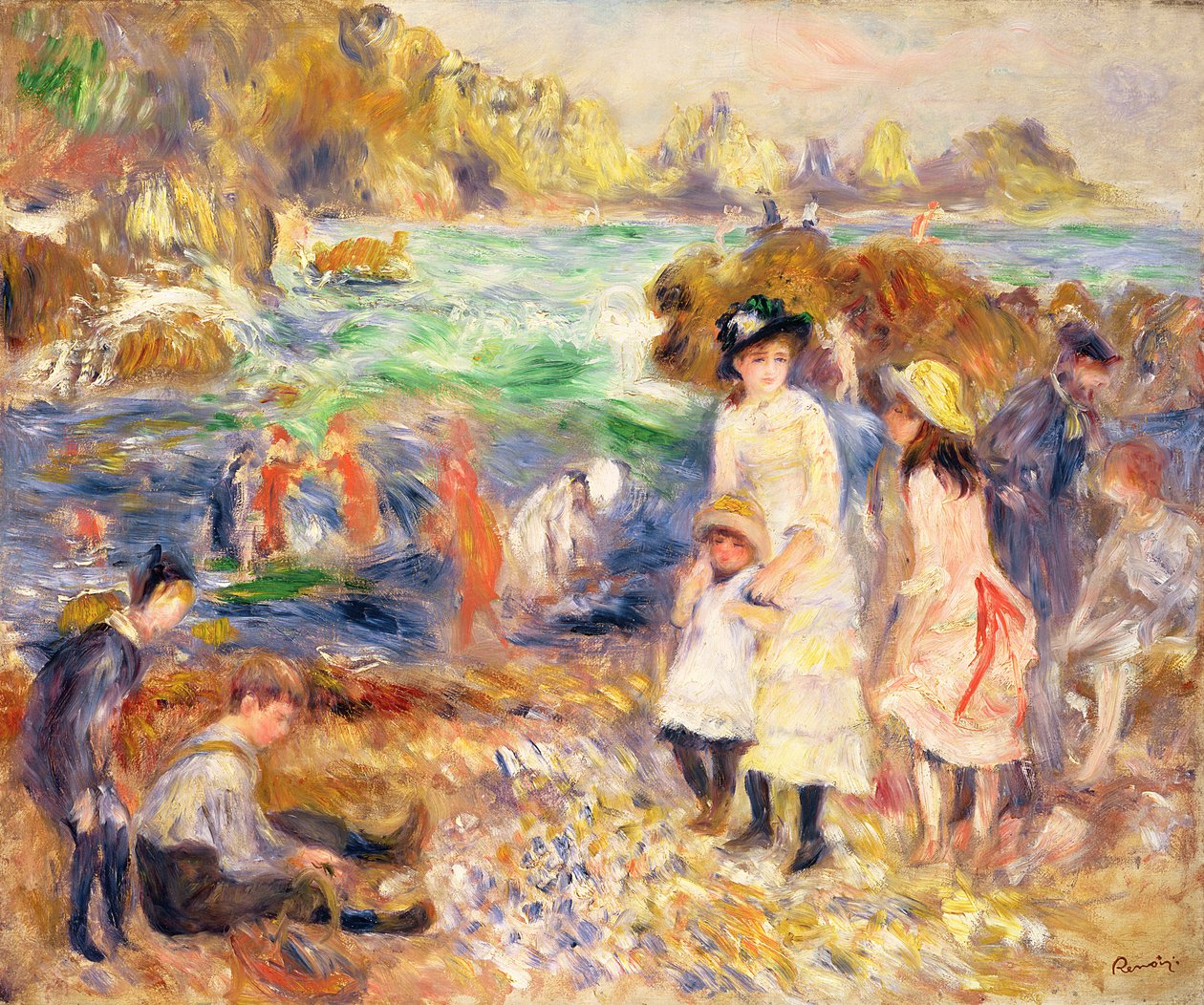 Beach Scene, Guernsey (Děti u moře na Guernsey) 1883 (olej na plátně) od Pierre Auguste Renoir