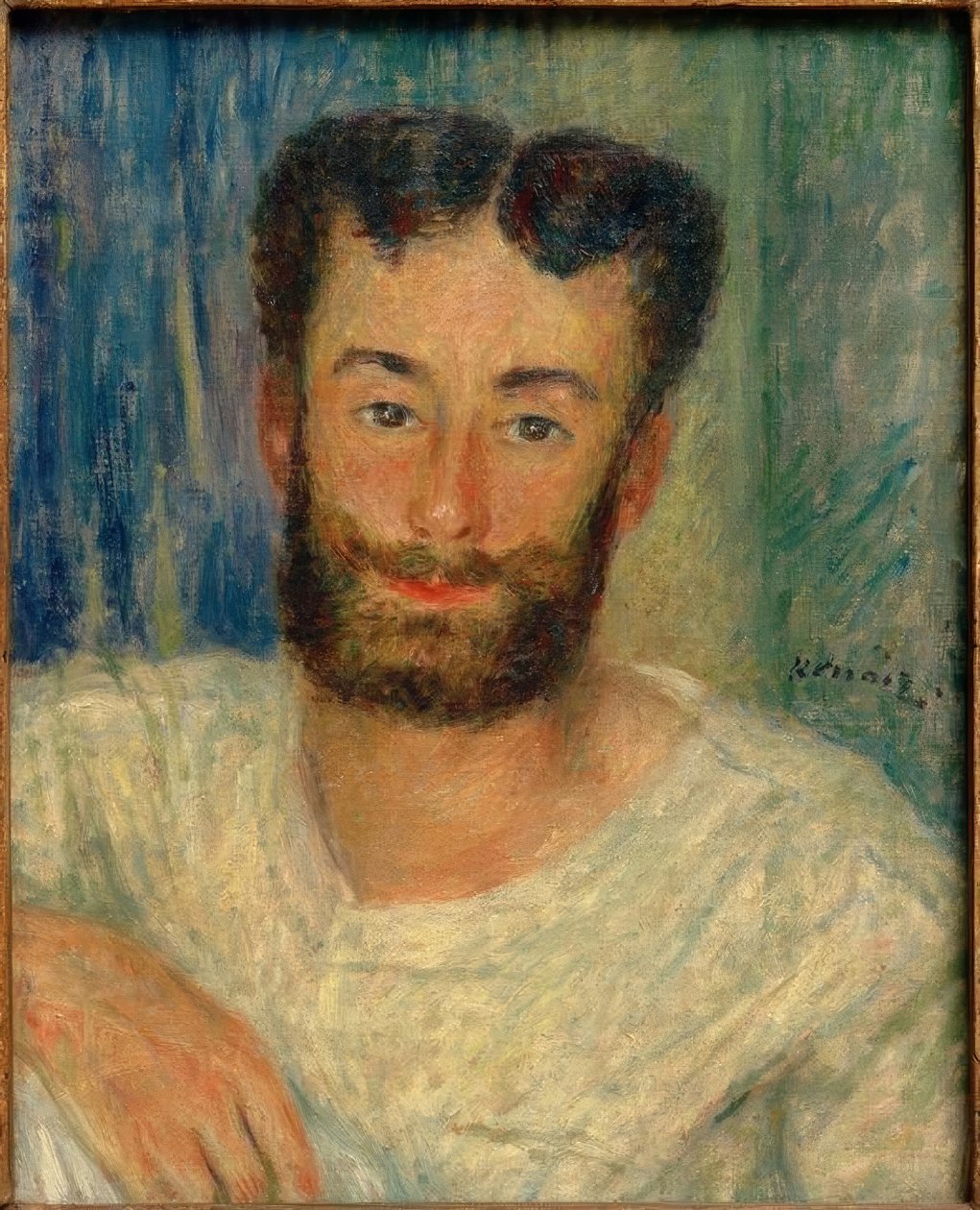 Portrét vousatého mladíka s vystřiženou vestou (The Bougival Rower) od Pierre Auguste Renoir