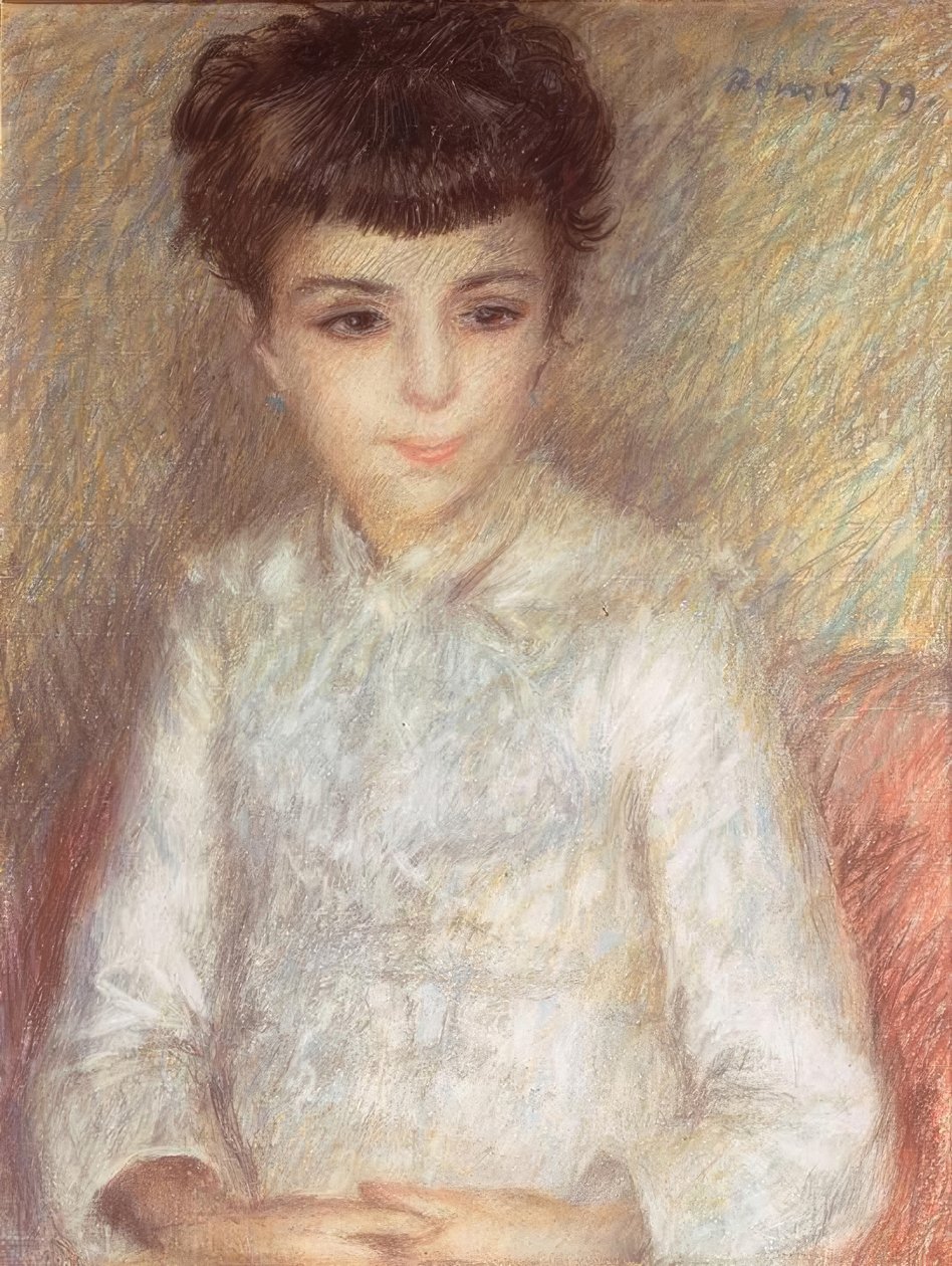 Portrét mladé dívky s hnědými vlasy od Pierre Auguste Renoir