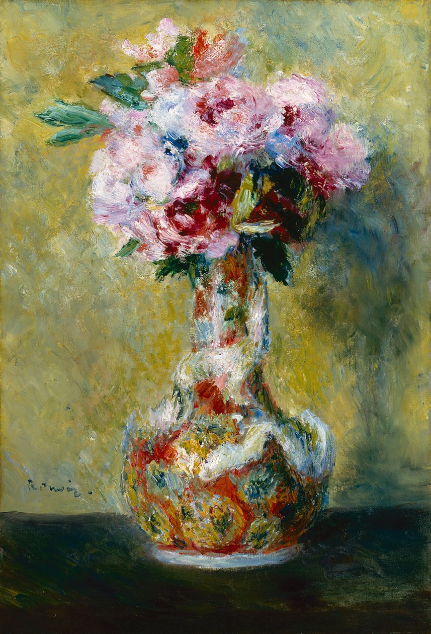 ""Kytice v japonské váze"" (japonismus) Obraz Pierre Auguste Renoir (1841-1919) 1878 Indianapolis Museum of Art Spojené státy americké od Pierre Auguste Renoir
