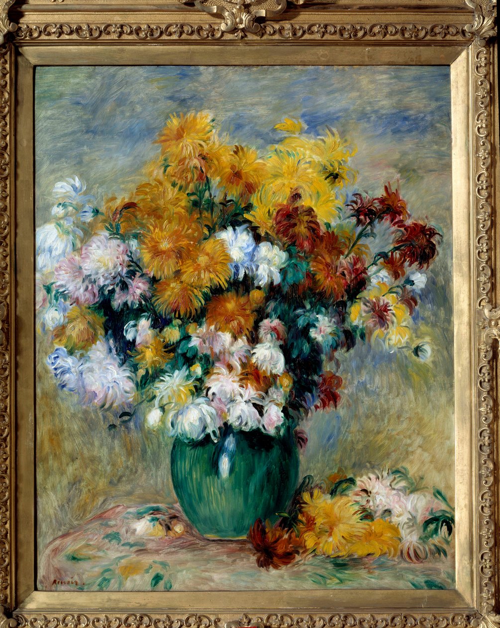 Kytice z chryzantém. Obraz Pierra Auguste Renoira (1841-1919) od Pierre Auguste Renoir
