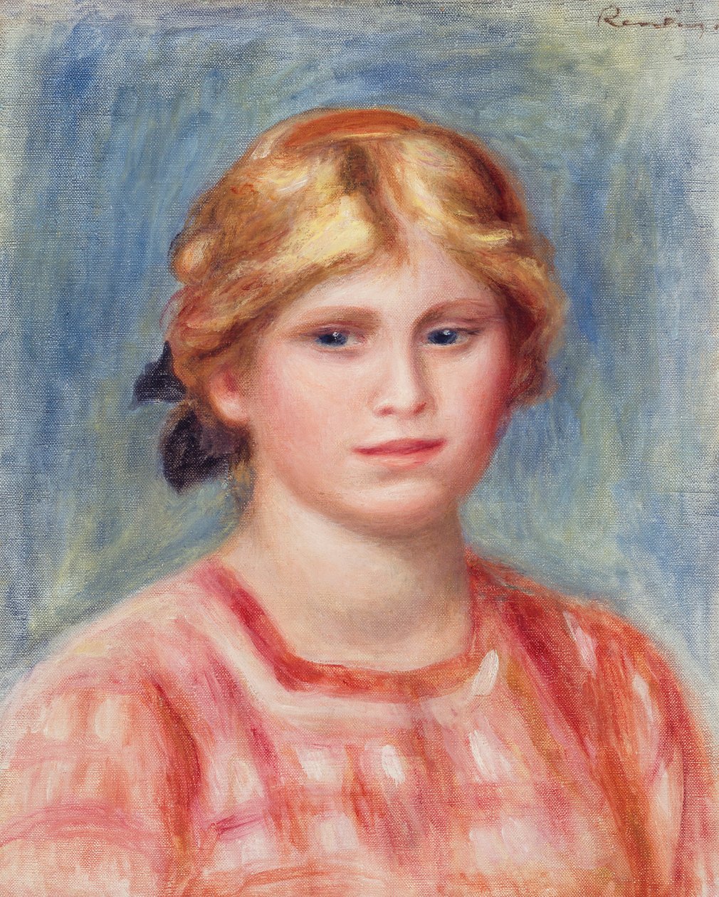 Busta ženy s růžovou halenkou, 1905 od Pierre Auguste Renoir