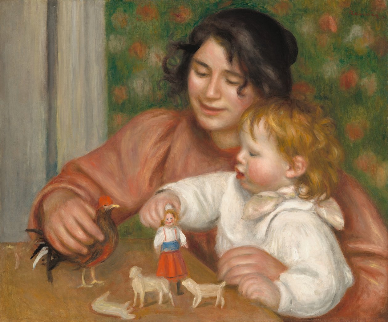 Dítě s hračkami - Gabrielle a syn umělce, Jean, 1895-1896. od Pierre Auguste Renoir