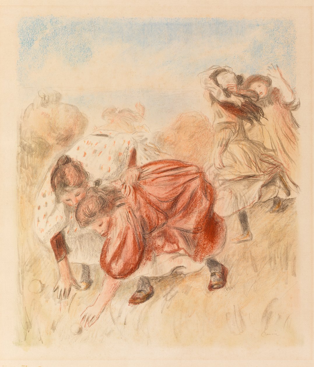 Děti hrají míč od Pierre Auguste Renoir