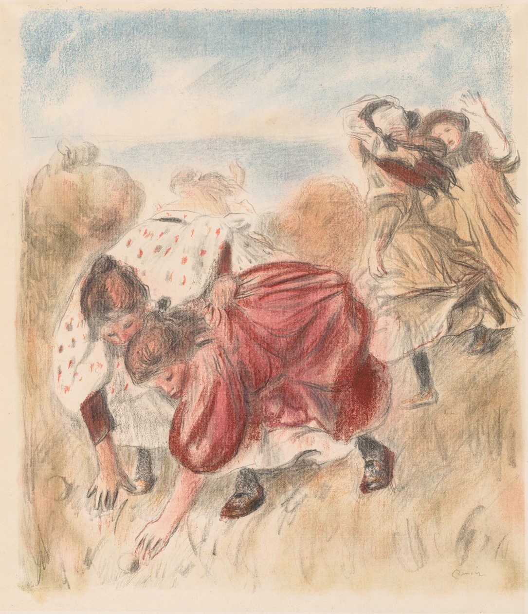 Děti hrají míč od Pierre Auguste Renoir