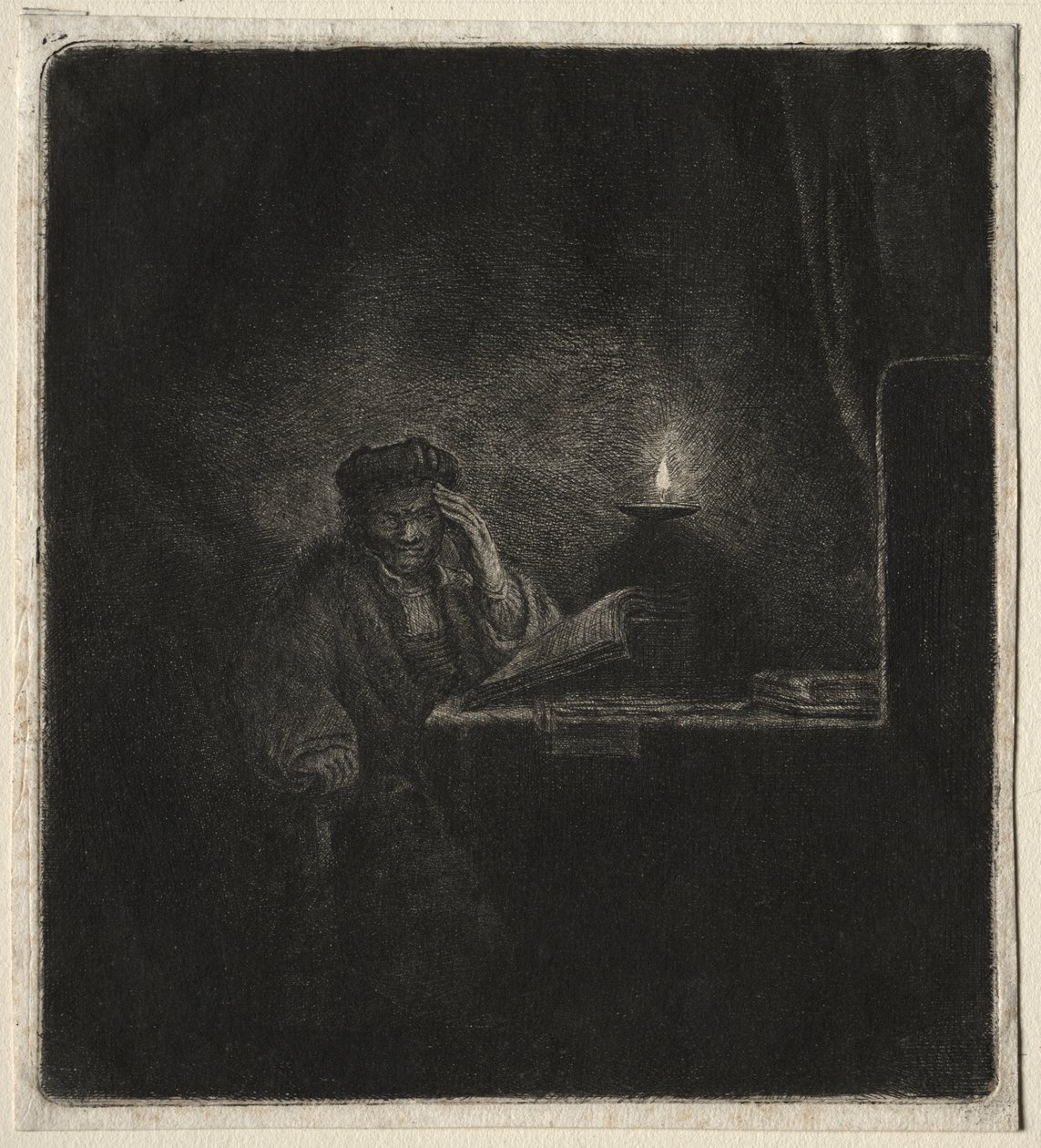 Kopie studenta u stolu při svíčkách od Pierre Auguste Renoir