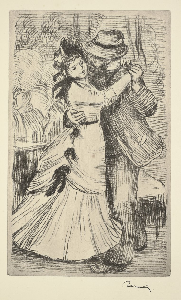 Tanec na venkově, kolem roku 1890 (lept na měkkém podkladu) od Pierre Auguste Renoir